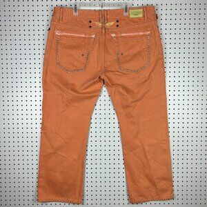 Robin's Jean Rhinestone Rockstar Pants Men's 42x30 USA Made Orange Wings‎ READ